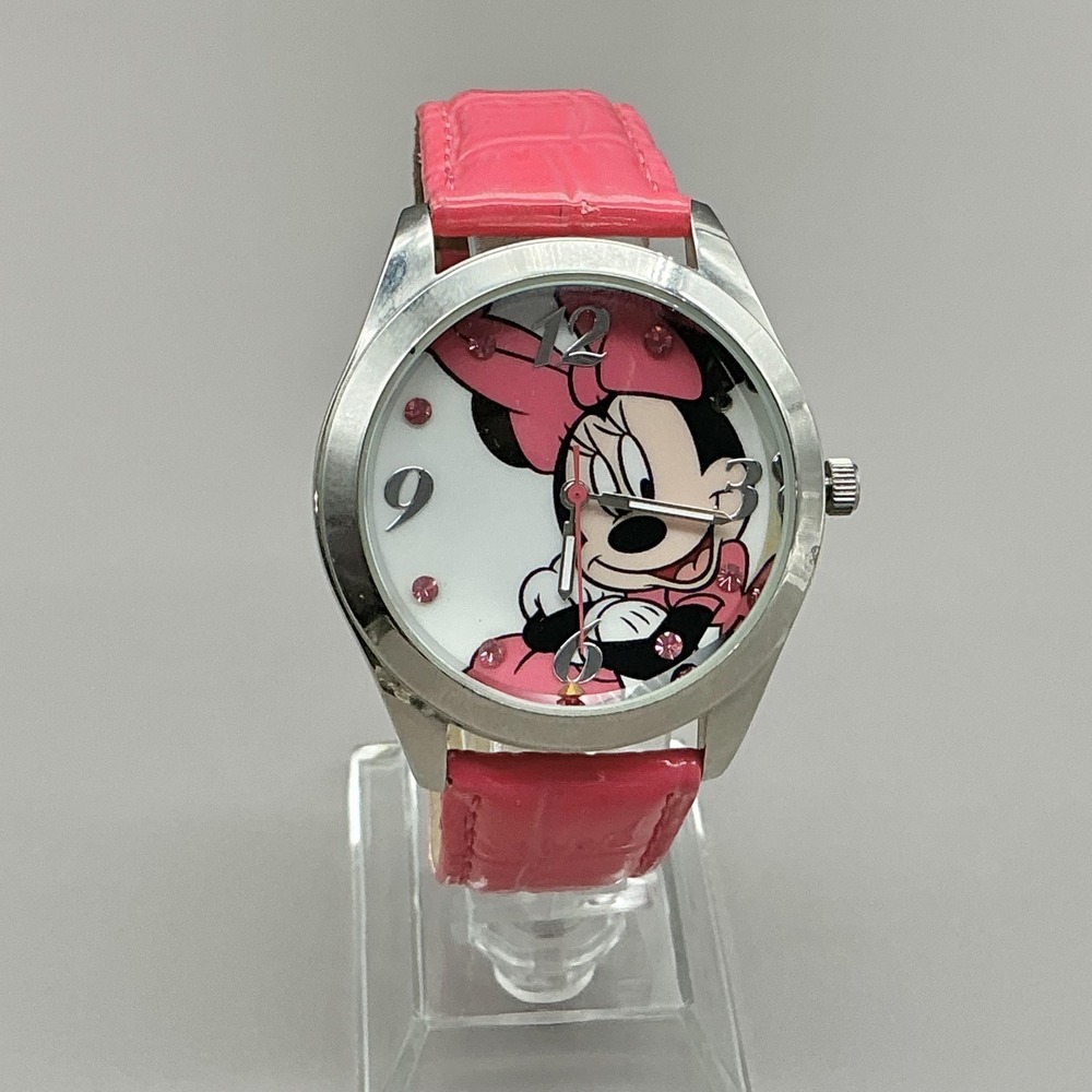 Disney Womens Watch Minnie Mouse Pink Strap Multicolor Dial Quartz Analog